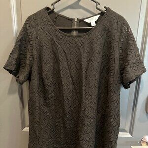 Market & Spruce Women's 2X Black Short Sleeve Blouse